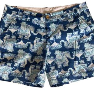 Lily Pulitzer Jayne Navy Elephant Print Women's Stretch Shorts
